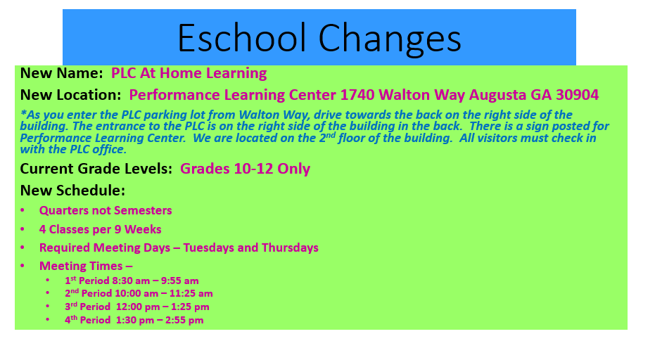 eSchool Changes
